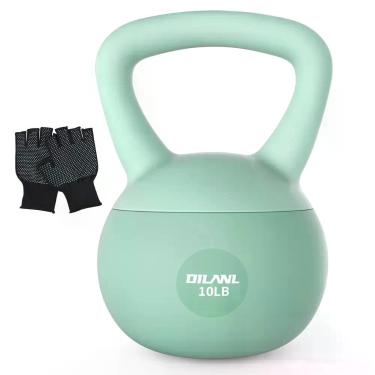 Imagem de Kettlebell macio DILANL 4,5 kg com base acolchoada e luvas
