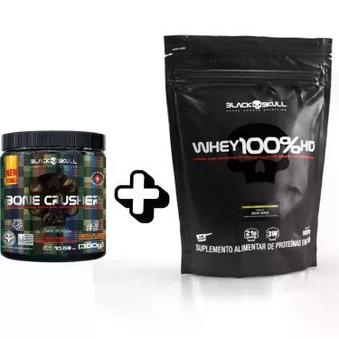 Imagem de Whey Milho Verde + Pré Treino Bone Crusher - Black Skull, Frutas Verme