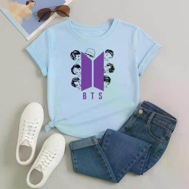 Imagem de Camiseta 100% Algodão Feminina Estampa BTS Desenho Cartoon 615 Alta Qu