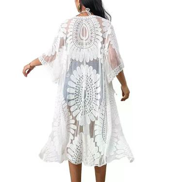 Imagem de Saida de Praia Feminina Kimono Moda  Blogueira Tule 2817 - Show Store,
