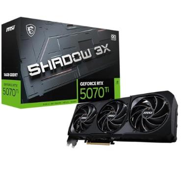 Imagem de MSI Placa gráfica Gaming RTX 5070 TI 16G Shadow 3X OC (16 GB GDDR7, 256 bits, desempenho extremo: 2497 MHz, DisplayPort x3 2.1a, HDMI 2.1b, NVIDIA Blackwell Architecture)