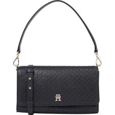 Imagem de Tommy Hilfiger Bolsa de ombro monograma com alça transversal removível, Azul espacial, One Size