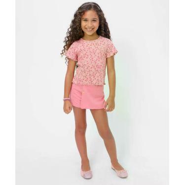 Imagem de Short Saia Infantil Textura Marisa Tam 4 a 10 Rosa-77202, 6, Rosa