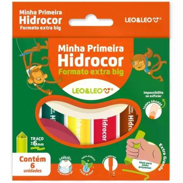 Imagem de Caneta Hidrografica Jumbo Leo e Leo EXTRA BIG 6 Cores Estojo - Leonora