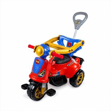 Imagem de Triciclo Infantil Avespa 2 em 1 com Haste Direcionável Proteção Apoio