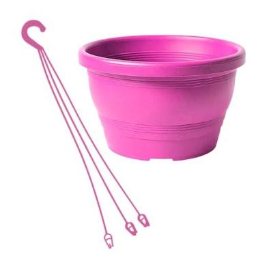 Imagem de Vaso Plástico Cuia Modelo 23 Veneza 3,7 Litros Com Hastes Colorido Para Jardim Vertical, Decoração Rosa do Deserto, Samambaia (Rosa, 3 Unidades)