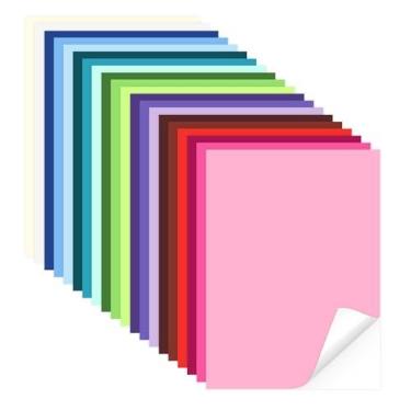 Imagem de 40 folhas de papel adesivo impresso pesado colorido autoadesivo cartolina A4 250GSM 40.8 kg 20 cores sortidas