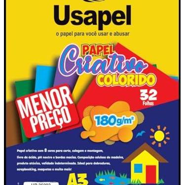 Imagem de Bloco para Educacao Artistica Usapel 8Cores A3 180G 32Fl Pacote 111117