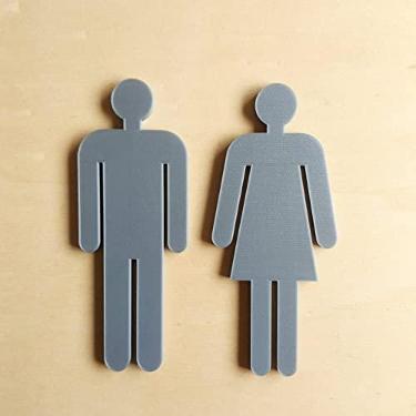 Imagem de Quadro/placa Sinalização Mas/fem Banheiro Unissex Indicativa Cor:Cinza