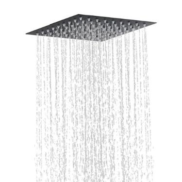 Imagem de Hamckay Chuveiro preto fosco de 30,48 cm, chuveiro de chuva moderno, chuveiro de chuva de alta pressão de aço inoxidável com bicos autolimpantes