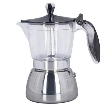 Imagem de Vomeko Fonte de cafeteira de fogão, vidro transparente m Oka Pot, 6 xícara de cafeteira, tampo de aço inoxidável ABS Pote de café, para cafeteras de camping de camping e uso