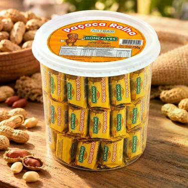Imagem de Paçoca Rolha 50 un Pote 750g Doces Gonçalves Sobremesa Paçoca de Amend