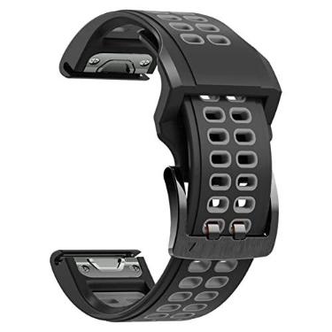 Imagem de DFAMIN 22 26mm Pulseira de relógio para Garmin Fenix 7 Fenix 6 5 5Plus 935 945 Pulseiras de silicone Easyfit para Fenix 7x 6x 5x Pulseira de relógio (Cor: Preto Cinza, Tamanho: Para Garmin Quatix 5)