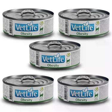 Imagem de Kit c/ 5 Vet Life Obesity Ração Úmida p/ Gatos 85g