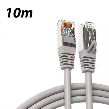 Imagem de Cabo de Rede Rj45 Cat6 Categoria 6A 10m Alta Velocidade 1.0 Gbps Uso Interno e Externo Oem