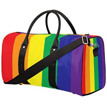 Imagem de Bolsa esportiva de viagem fofa bolsa esportiva bolsa de ginástica dobrável bolsa de fim de semana bolsa de treino bolsa de mão alça bolsa de ombro noturna para mulheres homens, Listrado em F, ONE SIZE