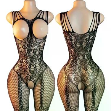Imagem de Conjunto De Bodystocking Feminino Com Renda E Sem Entrepernas, Estampa