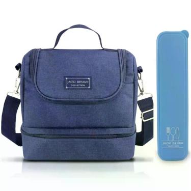 Imagem de Bolsa Térmica Marmita Lancheira Necessaire 2 Divisórias Compartimentos
