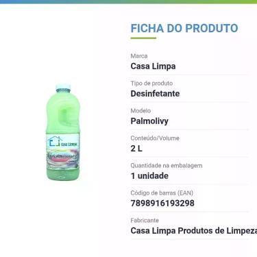 Imagem de Desinfetante Casa Limpa Palmolivy 2L