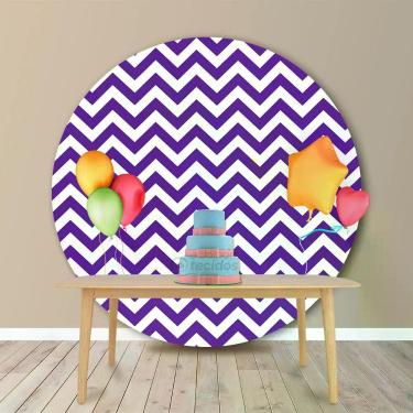 Imagem de Painel Redondo em Jacquard Estampado Chevron Roxo, 1,80, 1,80