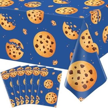 Imagem de Pacote com 6 toalhas de mesa de festa de aniversário com gotas de chocolate, tema de biscoito, taco, toalha de mesa, para chá de bebê, chá da tarde, coco, feriado, piquenique, acampamento, 138 x 213