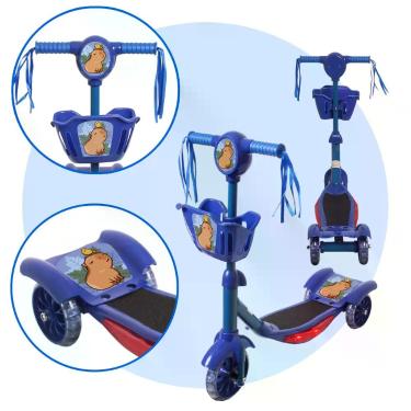 Imagem de Patinete 3 Rodas Infantil Com Cestinha Som e Luz LED Menino - Toys 2U