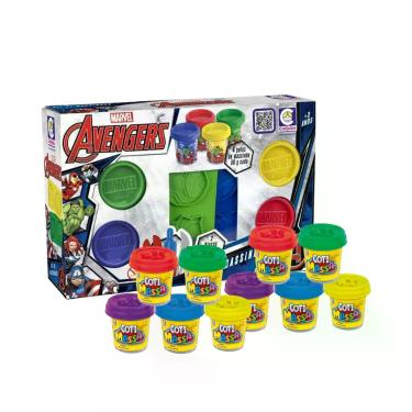 Imagem de Kit Brinquedo Infantil Massinha de Modelar Avengers + 10 Potes Coti Ma