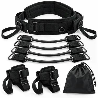 Imagem de Kit Treino Salto Vertical com 4 Elásticos de Resistência Cinto e Torno