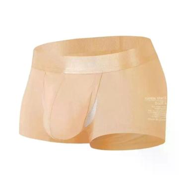 Imagem de Cuecas Boxer Masculinas De Seda Gelada Com Abertura Frontal E Bolsa Re