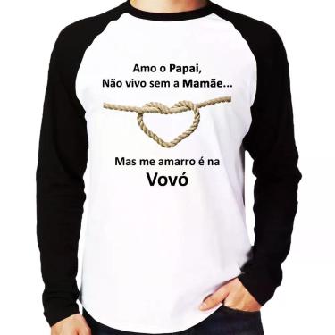 Imagem de Camiseta Raglan Amo o Papai, Não vivo sem a Mamãe mas me amarro na Vov