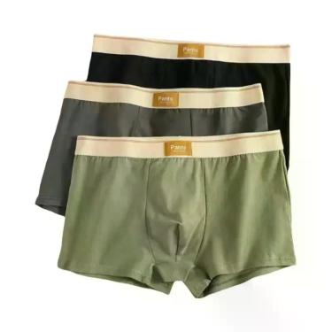 Imagem de Cuecas Boxer Masculinas De Algodão Respirável 3 Peças U Convexo Roupa 