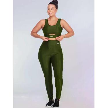 Imagem de Conjunto Esportivo Feminino Tecido Leve Canelado e Brilho Grosso Não M
