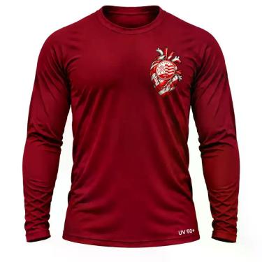 Imagem de Camisa Uv +50 Náutico Torcedor Coração Alvirrubro - Genérica, Vermelho
