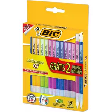 Imagem de Lapiseira BIC Shimmers 0.7mm 1 Caixa com 14 Unidades Azul e Lilás e Pink e Amarelo e Verde