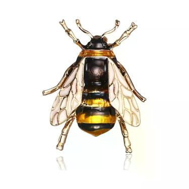Imagem de Broche De Abelha Unissex Feminino Com Strass E Pérolas, Alfinete De La