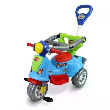 Imagem de Carrinho de Passeio Infantil Triciclo Avespa Dois em um Ajustável Conforme o Crescimento Colorido Metal