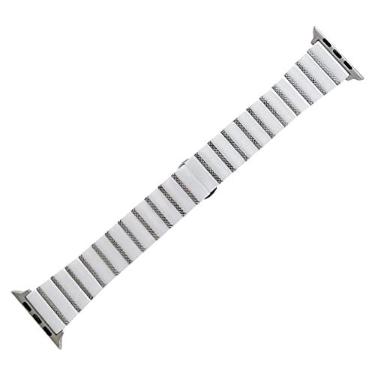 Imagem de MaKTech Pulseira de Cerâmica para Apple Watch,Pulseira de Diamante com Intervalo de uma Peça,para iWatch Série 11/10/9/8/7,Ultra 3/2/1,SE 3/2/1 [2025] (46mm/45mm/44mm/49mm,Branco)