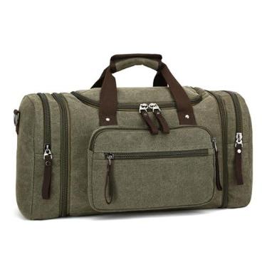 Imagem de Letuwj Bolsa de viagem ao ar livre mochila tiracolo de lona de mão grande capacidade, Verde militar, 53*30*25cm