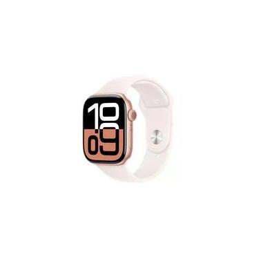 Imagem de Apple Watch Series 10 GPS + Cellular, Caixa Cor de Ouro Rosa de Alumínio de 46 mm, Pulseira Esportiva Blush-Clara, Tamanho P/M - MWY63AM/A