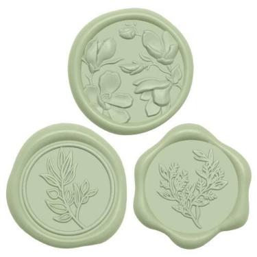Imagem de Adesivos UNIQOOO Wax Seal, 60 unidades, verde sálvia, 3 designs