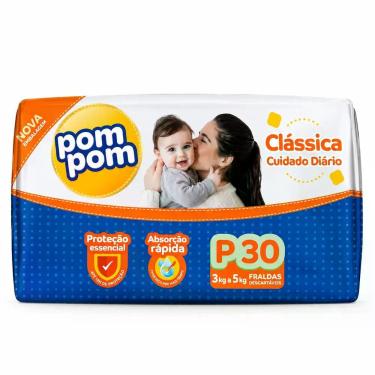 Imagem de Fralda infantil pom pom classica jumbo pequena pacote c/30