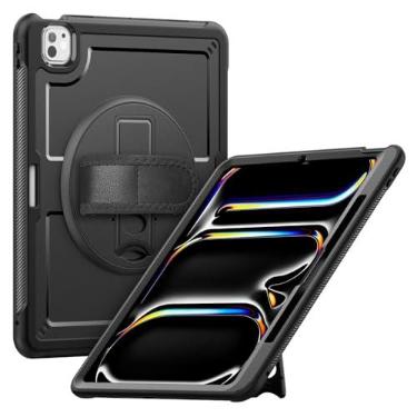 Imagem de GYWLH Capa para iPad Pro 13 polegadas 2024 (M4), design leve à prova de choque com suporte para lápis/protetor de tela/alça de mão giratória, capa protetora para iPad Pro13 7ª geração (A2925, A2926