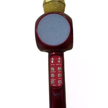 Imagem de Microfone S/fio Bluetooth  Karaokê  Speaker  Usb  Led Cor Vermelho - S