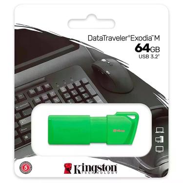 Imagem de Pendrive Kingston Exodia m 64GB USB 3.2 Leitura 100MB-s Tampa Deslizante Verde