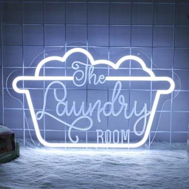 Imagem de MinIeoh Placa De Neon Para Lavanderia, Luz Led Alimentada Por Usb, Regulável Acrílico Decoração Parede, Pendurar Na Porta, Casa, Negócios, Banheiro, Fazenda, Presente Inauguração