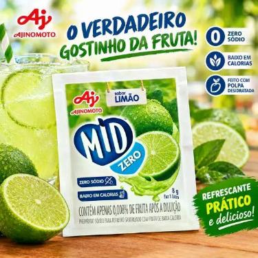 Imagem de Kit 10x Refresco em Pó MID Zero Sabor Limão 8g  Baixo em Calorias e Ze