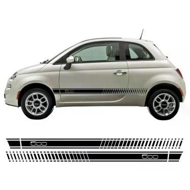 Imagem de Faixa Adesivo Fiat 500 2009-2017 Lateral Preto Decorativo Cor Preto