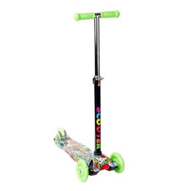 Imagem de Patinete Infantil 4 Rodas com LED, Design Floral, Altura Ajustável, Rosa e Branco (MD03)