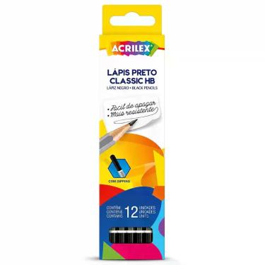 Imagem de Caixa com 12 Lápis Preto Classic HB Acrilex com Dipping