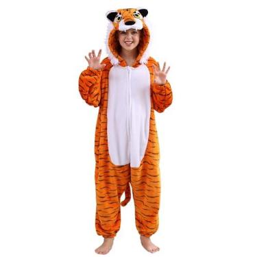 Imagem de SimZoo Pijama infantil animal macacão fantasia Halloween cosplay 4-13 anos | Natal para meninos e meninas, peça única